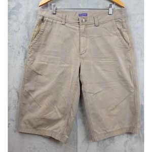 Ibex Bermuda Shorts Mens 36x15.5 Khaki Organic Cotton Outdoor Casual Zip Pockets